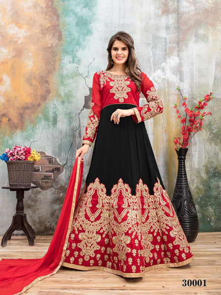 Dress with k combination of red,black and golden | Red black dress, Frock  style, Dress